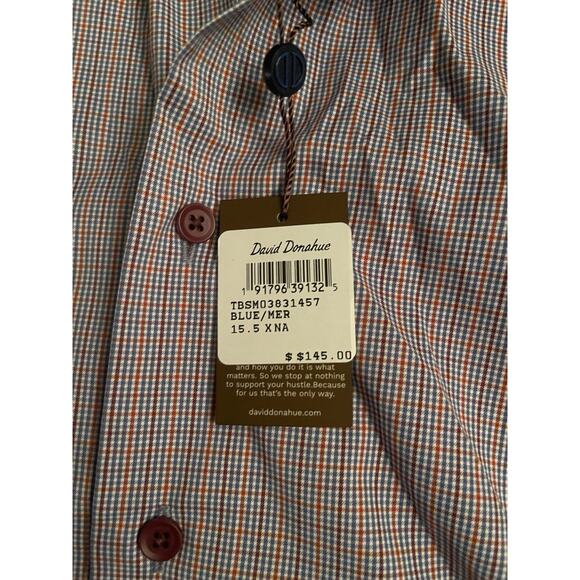 David Donahue Shirt Mens 15.5 34/35 Button Up Long Sleeve Dress Shirt Check out - Picture 3 of 11